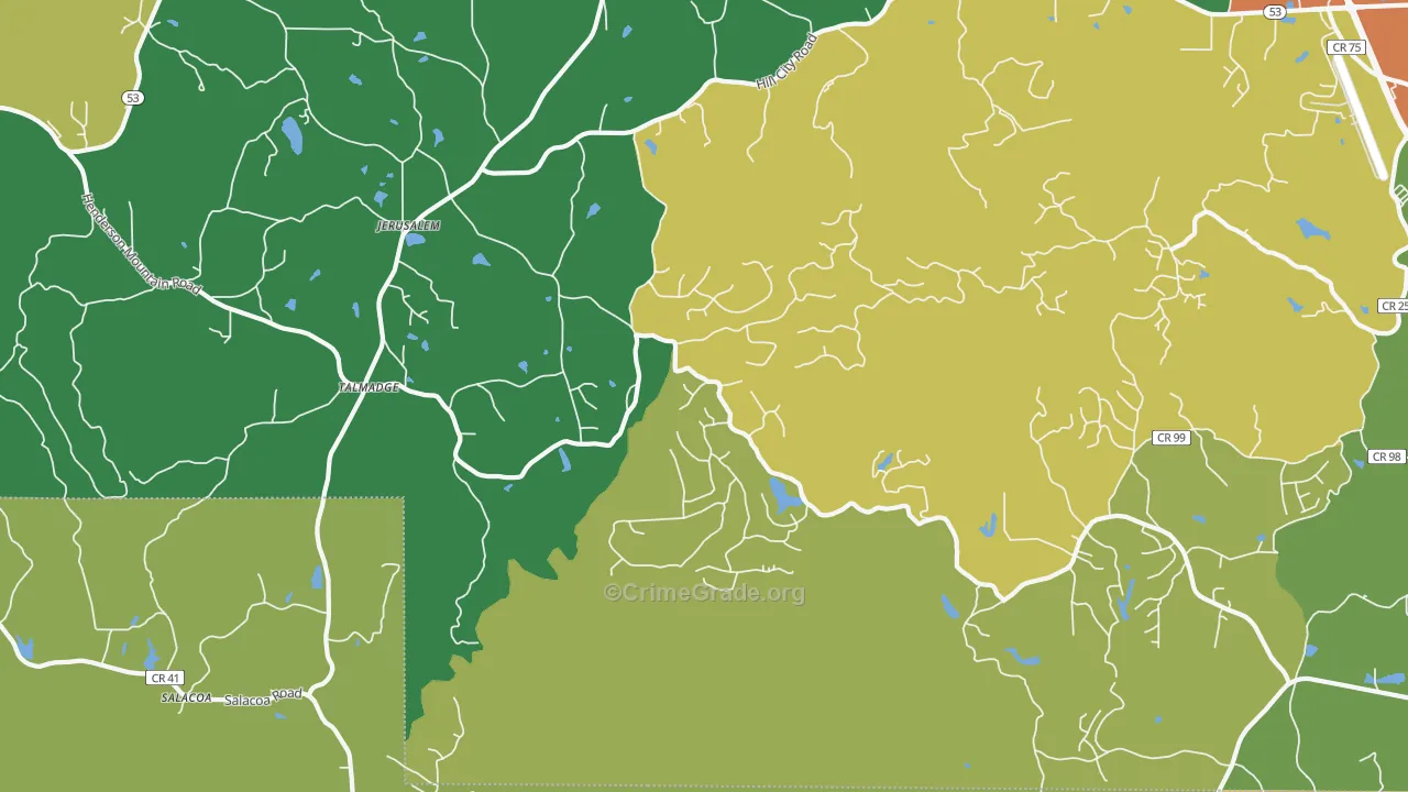 Jerusalem, GA Map of Robbery Rates