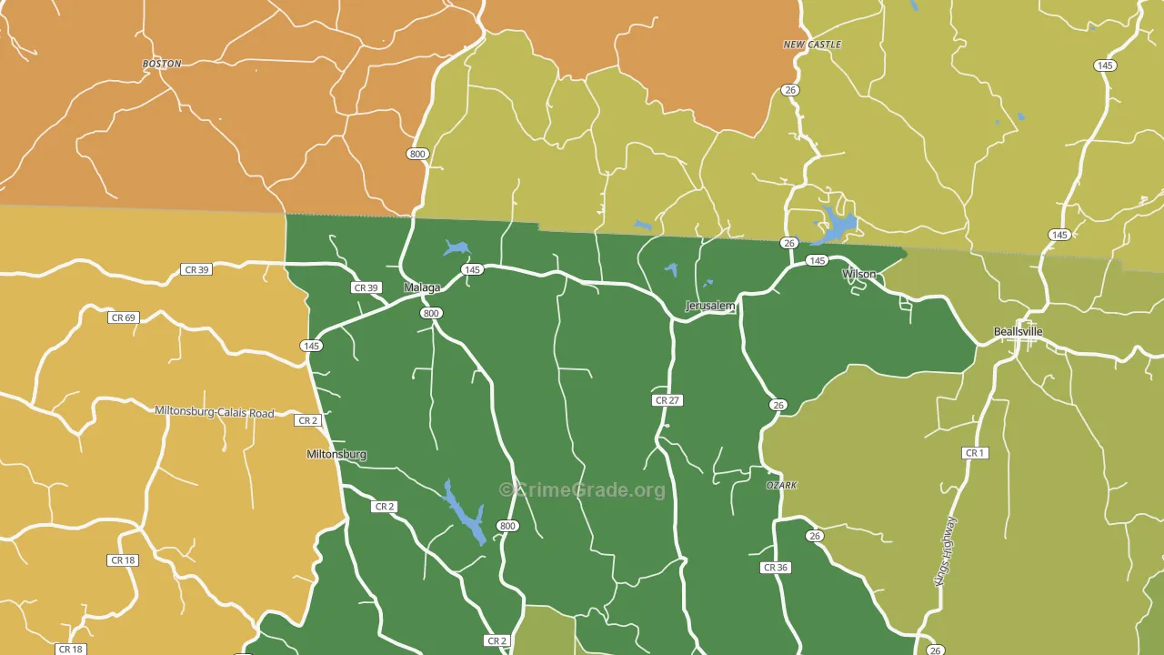 Jerusalem, OH Map of Robbery Rates