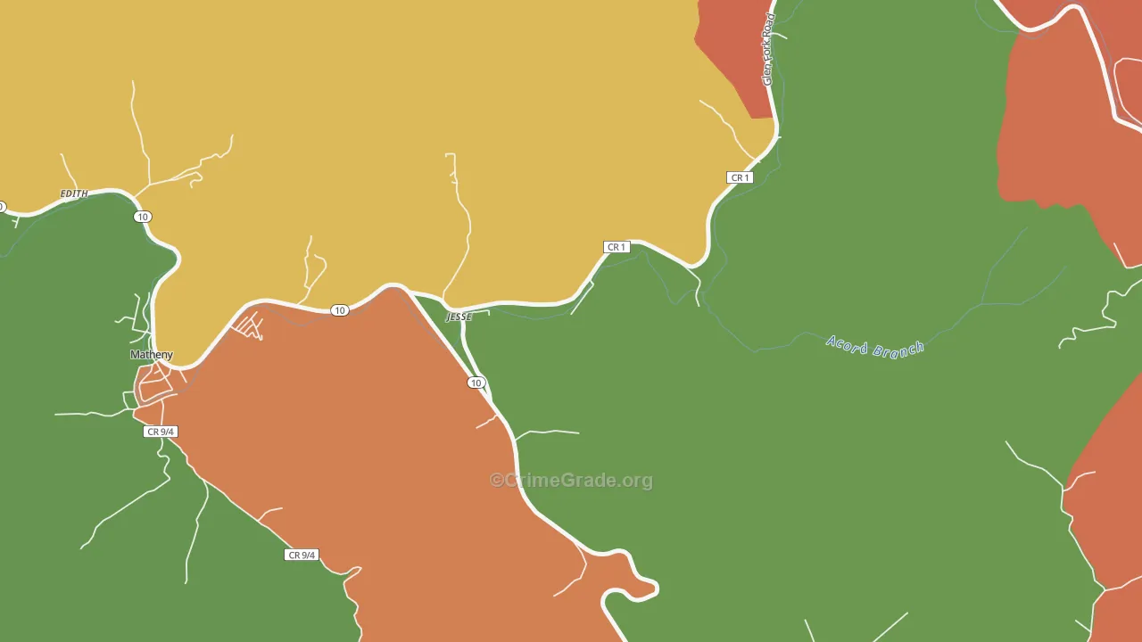 Jesse, WV Map of Robbery Rates