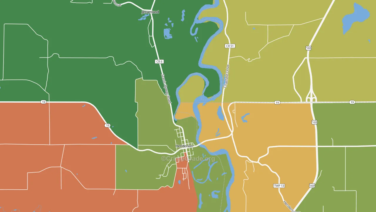 Jessenland, MN Map of Robbery Rates