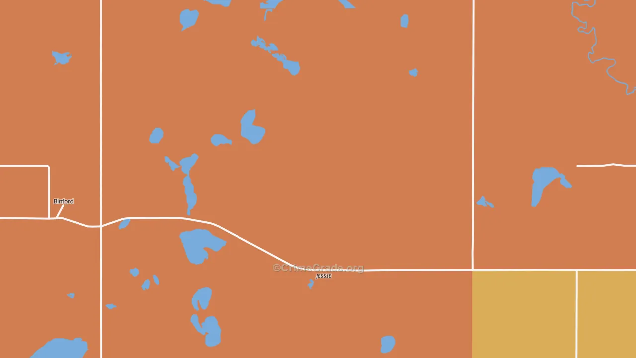Jessie, ND Map of Robbery Rates