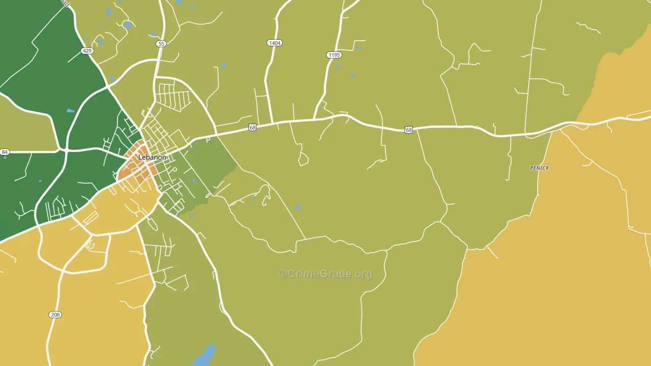 Jessietown, KY Map of Robbery Rates