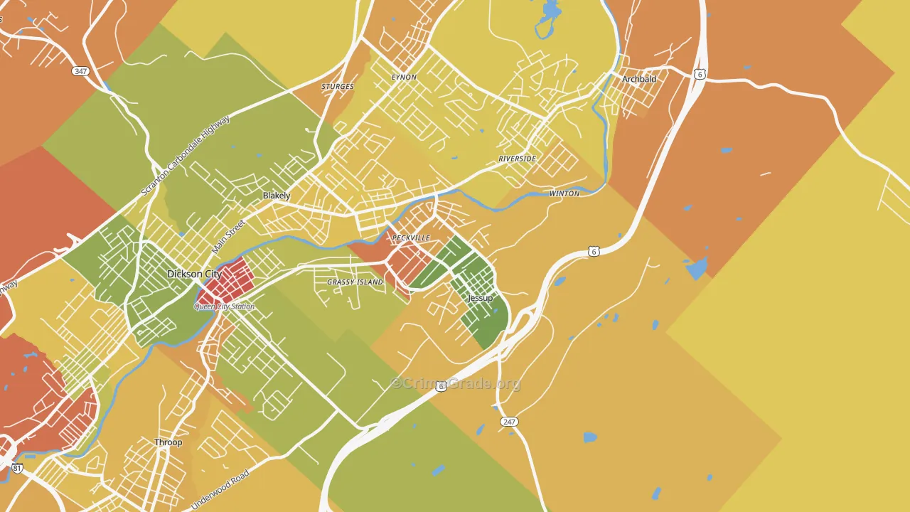 Jessup, PA Map of Robbery Rates
