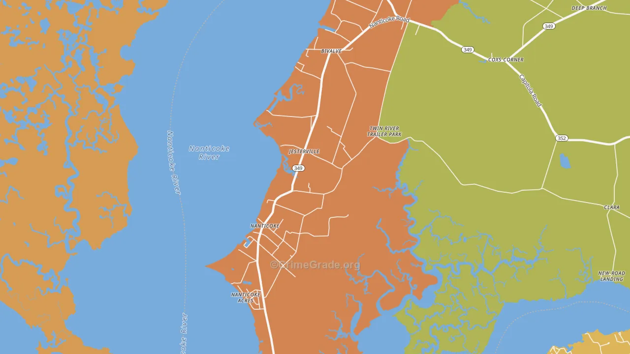 Jesterville, MD Map of Robbery Rates