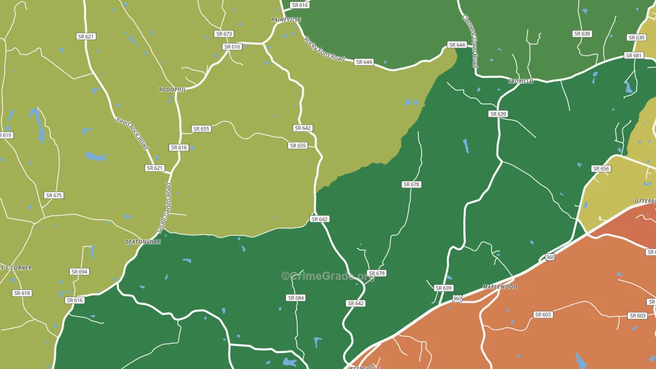 Jetersville, VA Map of Robbery Rates