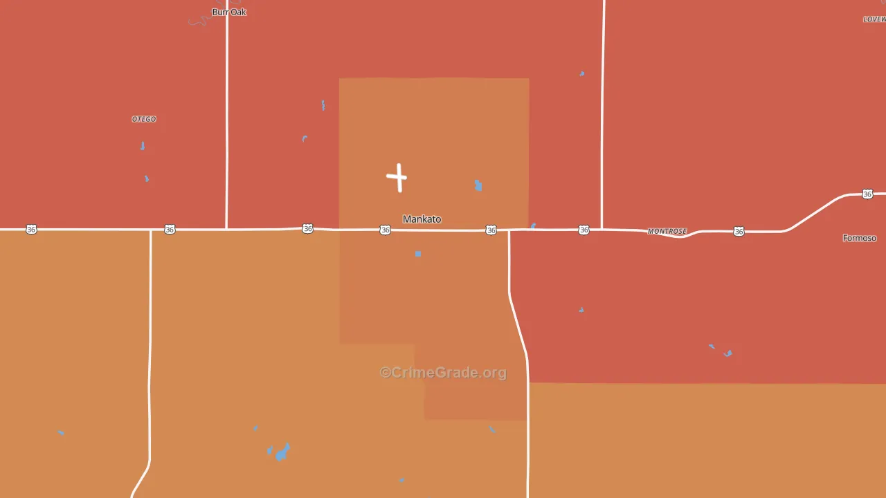 Jewell County, KS Map of Robbery Rates