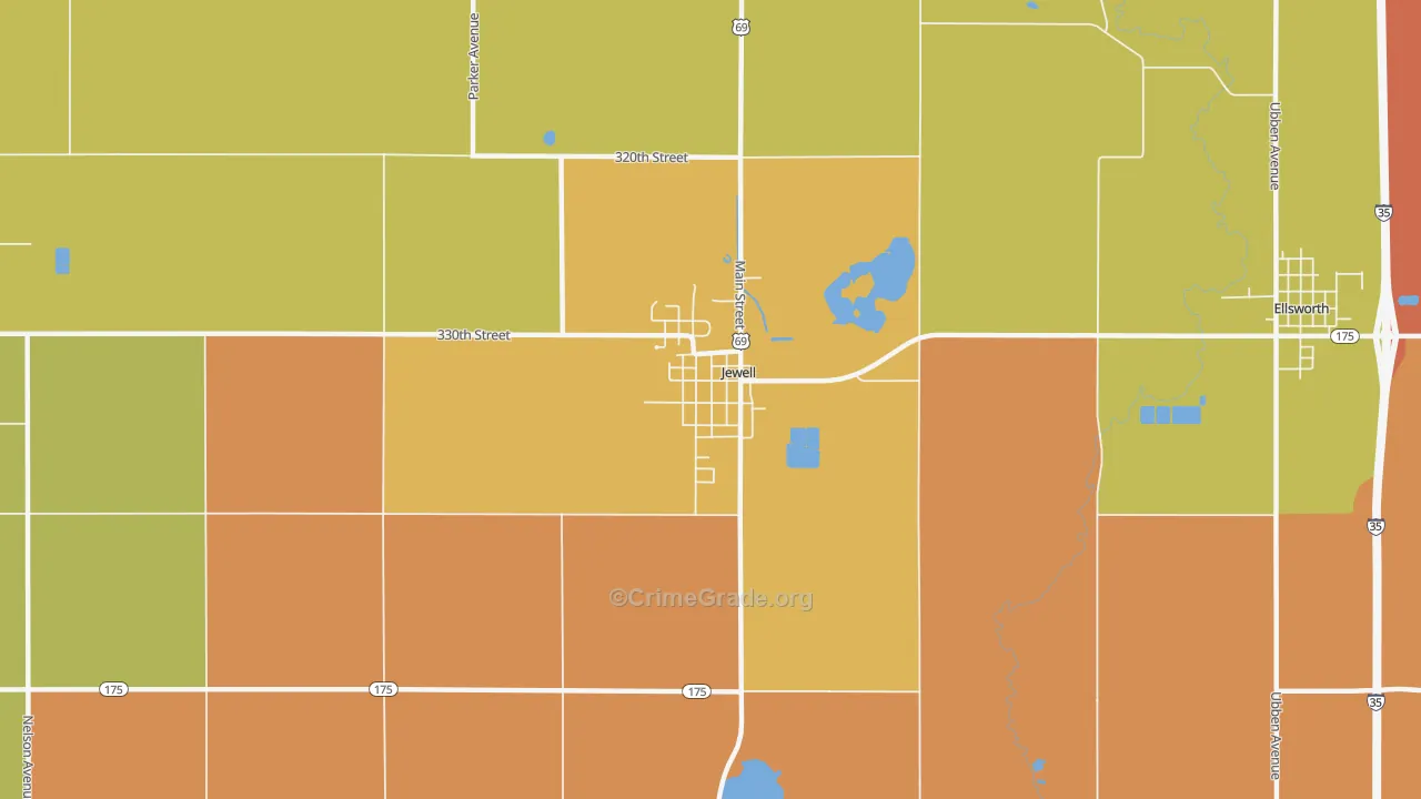 Jewell Junction, IA Map of Robbery Rates