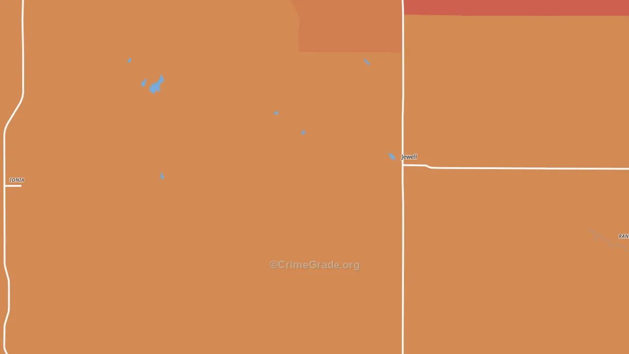 Jewell, KS Map of Robbery Rates