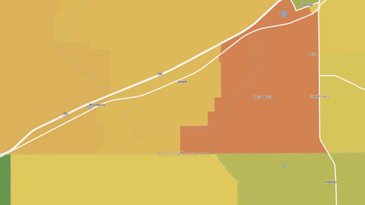 Jewett, IL Map of Robbery Rates