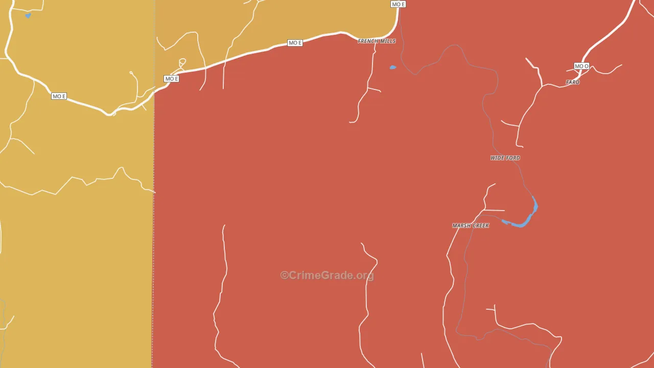 Jewett, MO Map of Robbery Rates