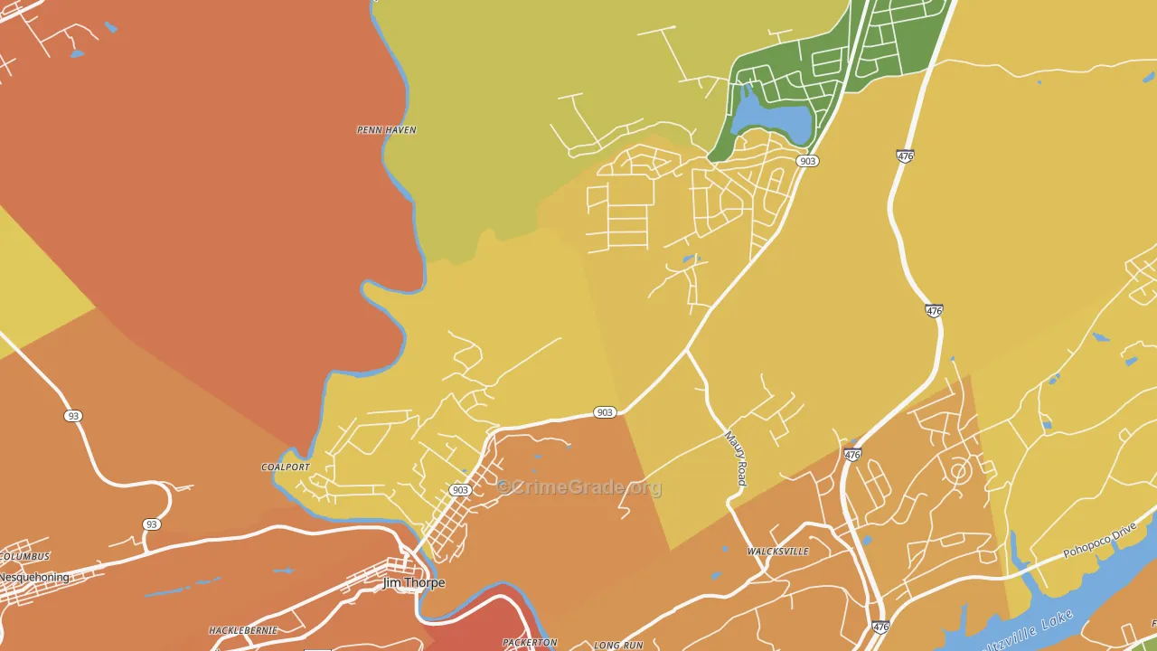 Jim Thorpe, PA Map of Robbery Rates