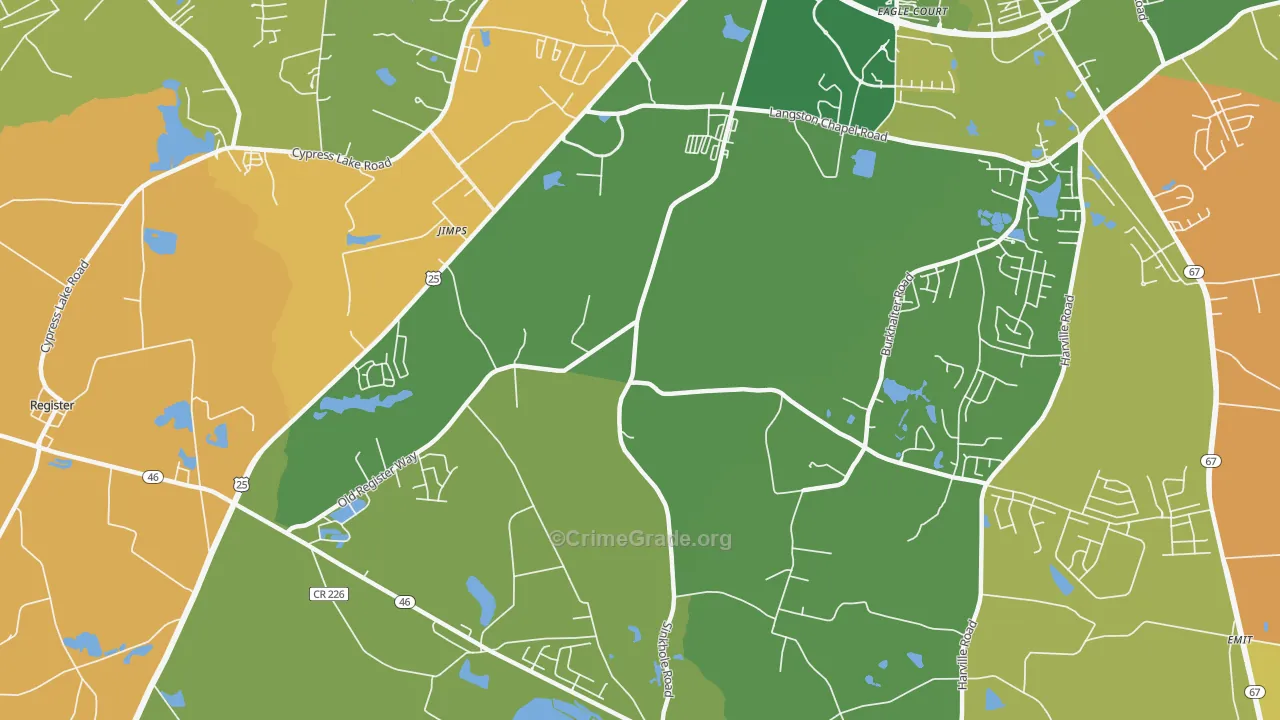 Jimps, GA Map of Robbery Rates