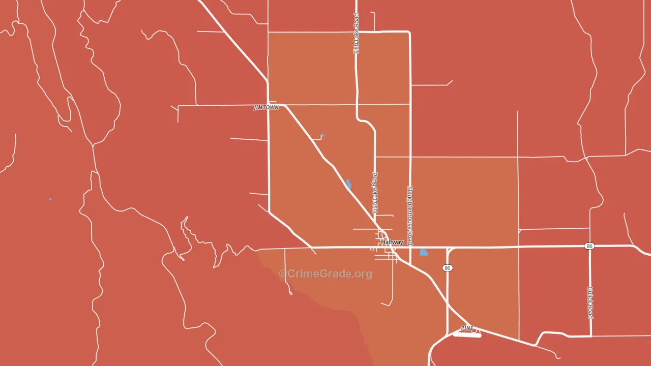 Jimtown, OR Map of Robbery Rates