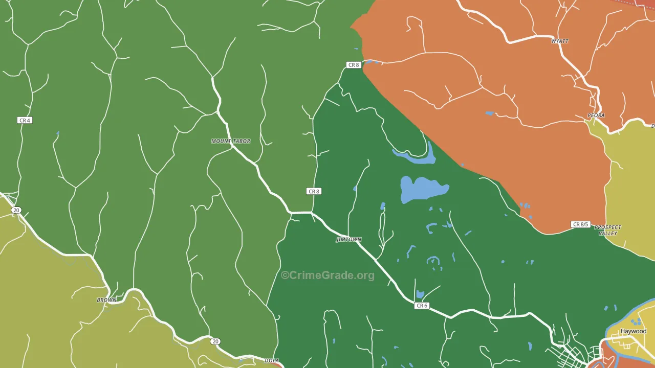Jimtown, WV Map of Robbery Rates