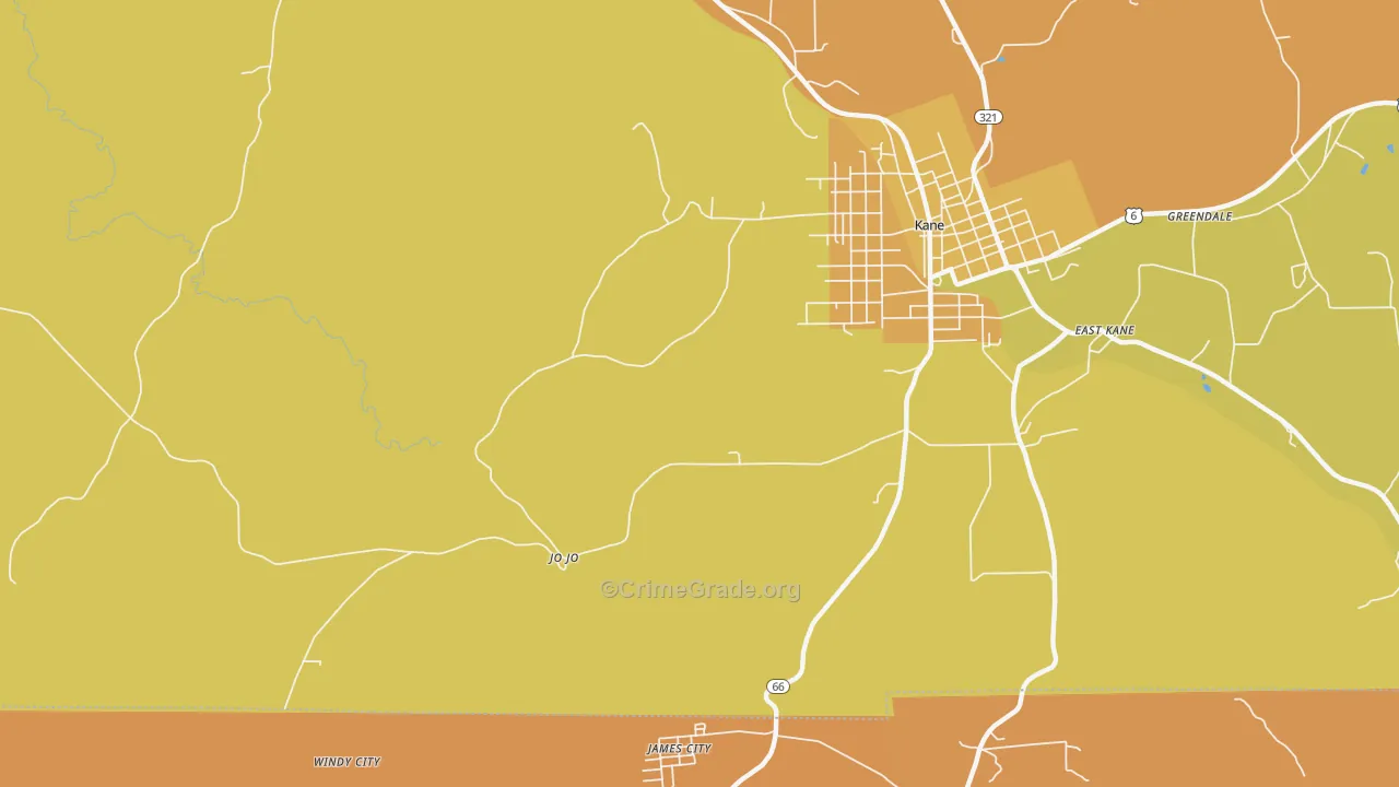 Jo Jo, PA Map of Robbery Rates