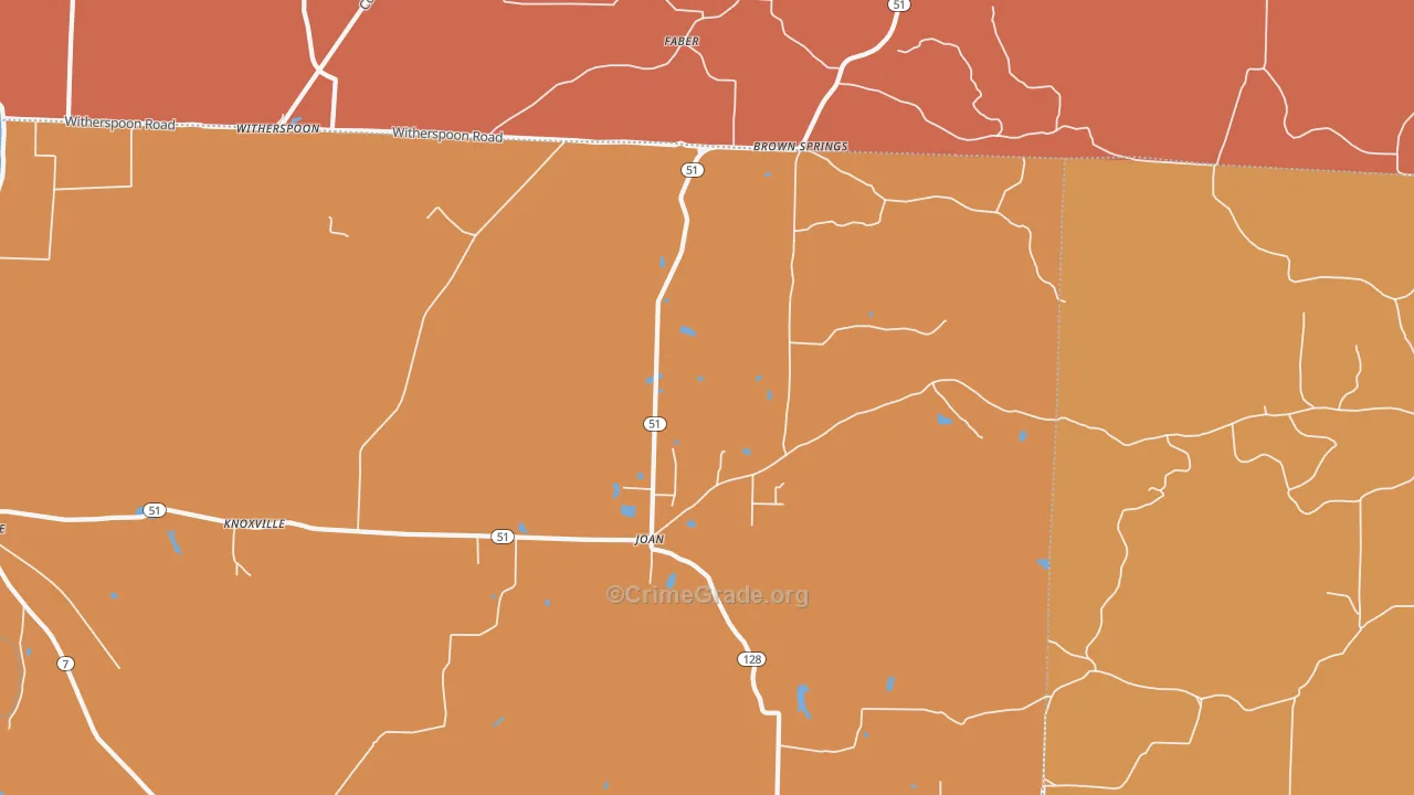 Joan, AR Map of Robbery Rates