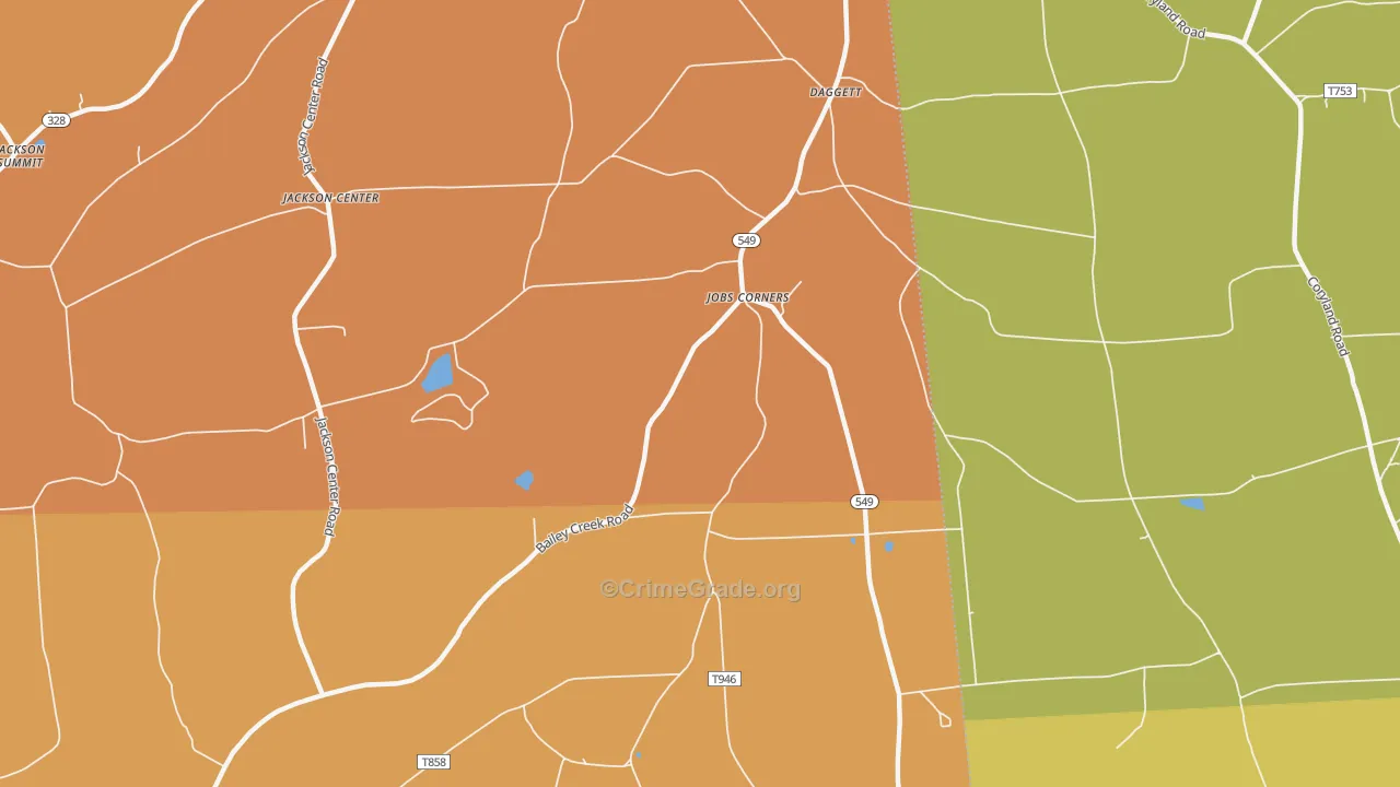 Jobs Corners, PA Map of Robbery Rates
