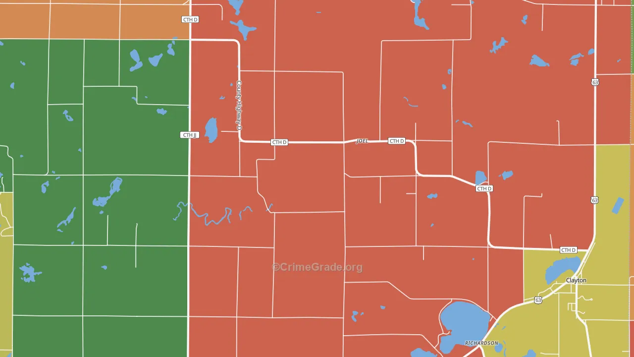 Joel, WI Map of Robbery Rates