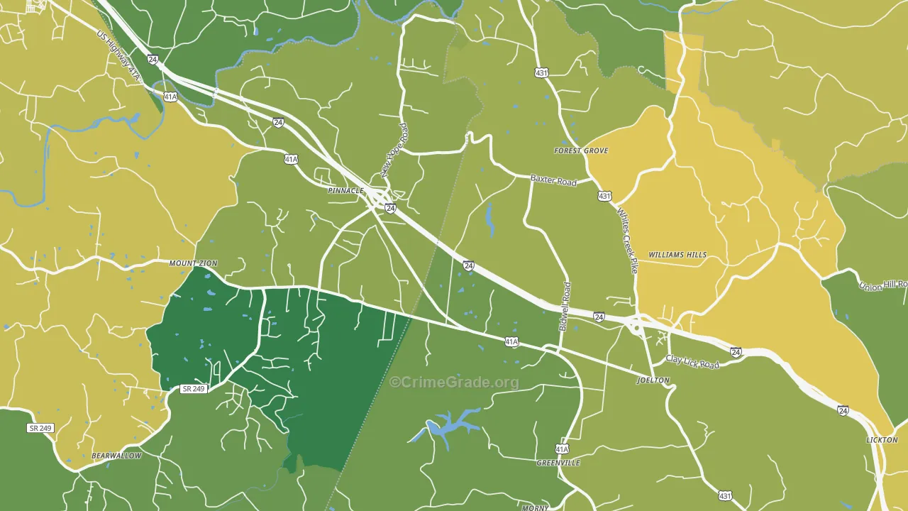 Joelton, TN Map of Robbery Rates