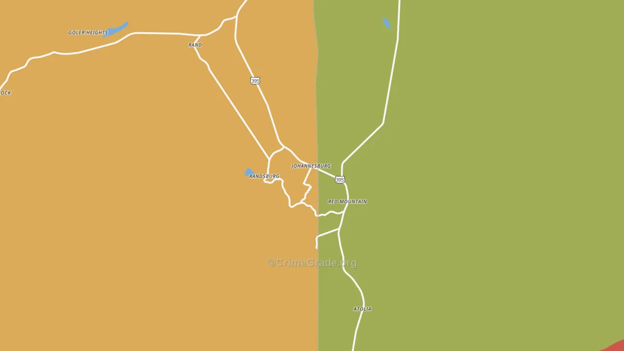 Johannesburg, CA Map of Robbery Rates
