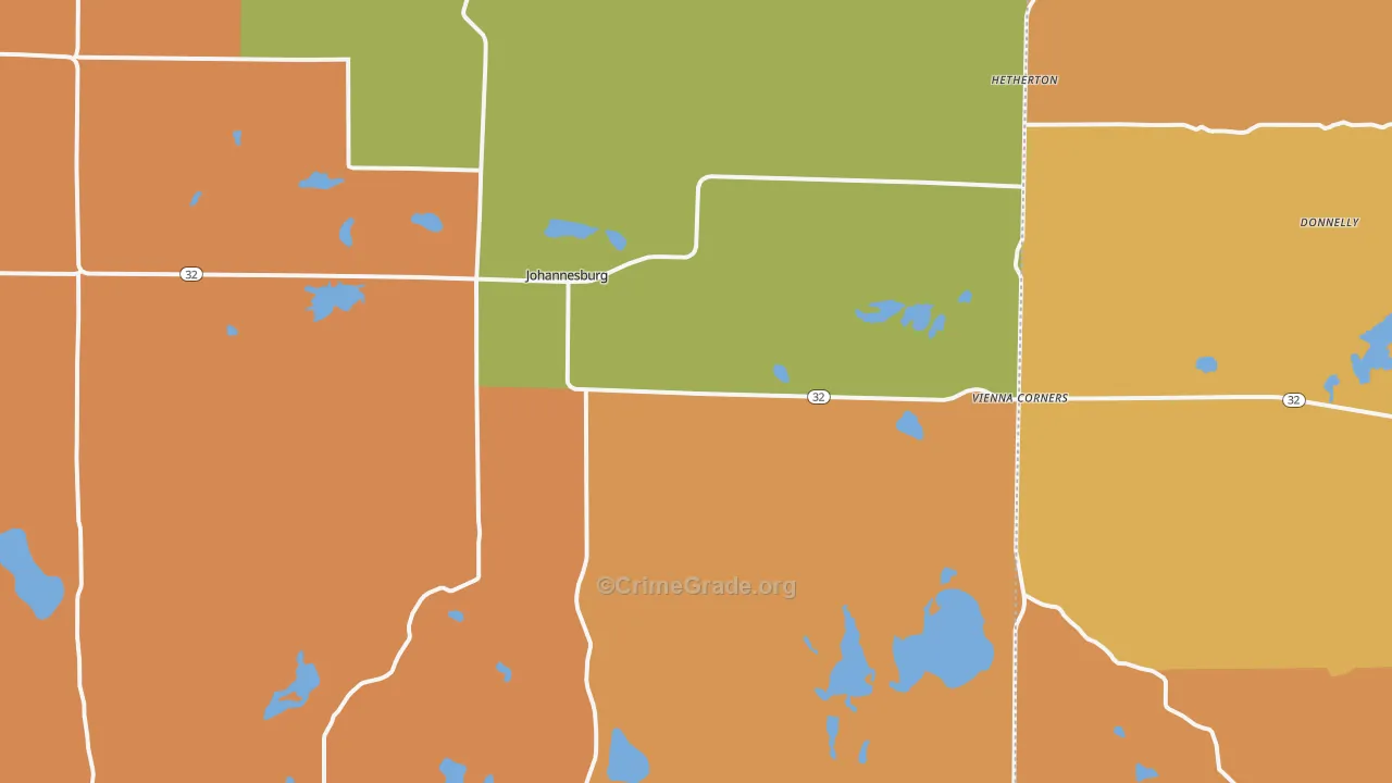Johannesburg, MI Map of Robbery Rates