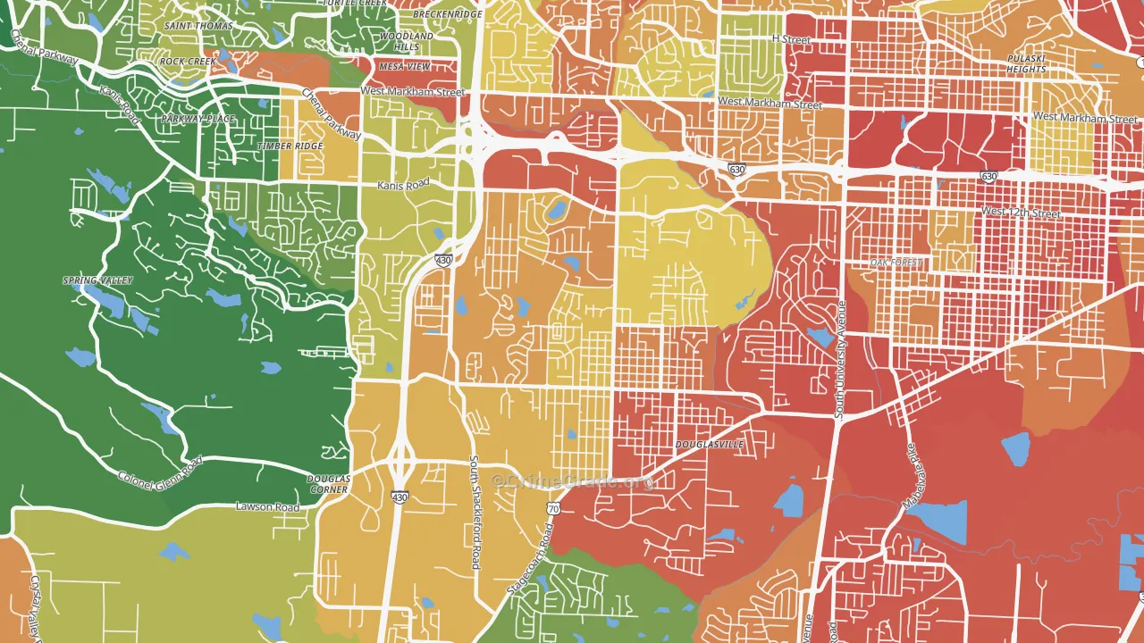 John Barrow, Little Rock, AR Map of Robbery Rates
