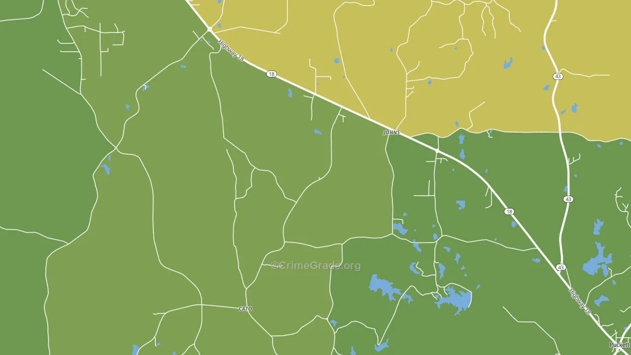 Johns, MS Map of Robbery Rates