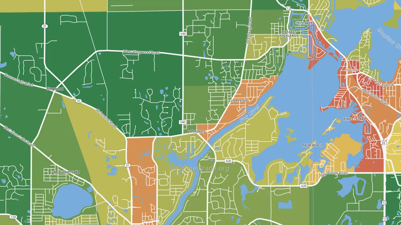 Johnsburg, IL Map of Robbery Rates