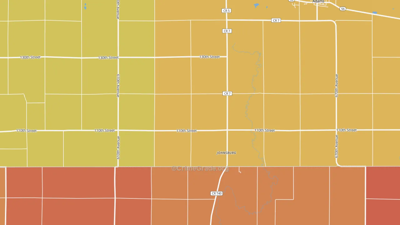 Johnsburg, MN Map of Robbery Rates