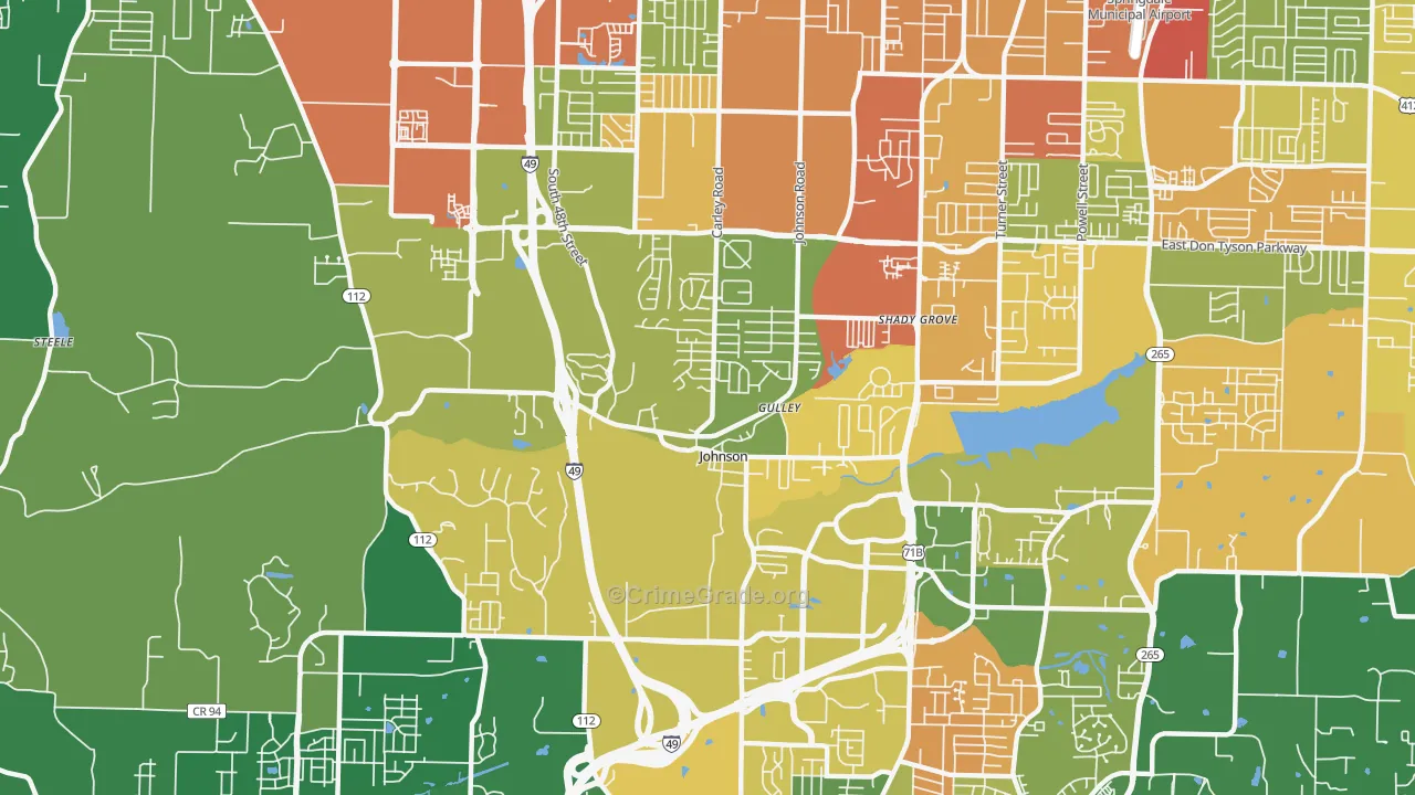 Johnson, AR Map of Robbery Rates