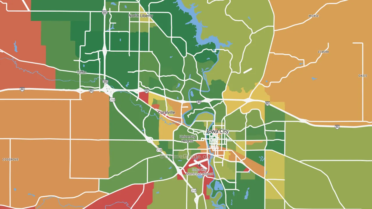 Johnson County, IA Map of Robbery Rates