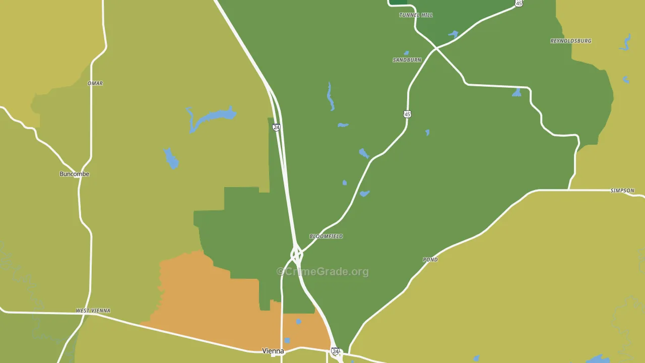 Johnson County, IL Map of Robbery Rates
