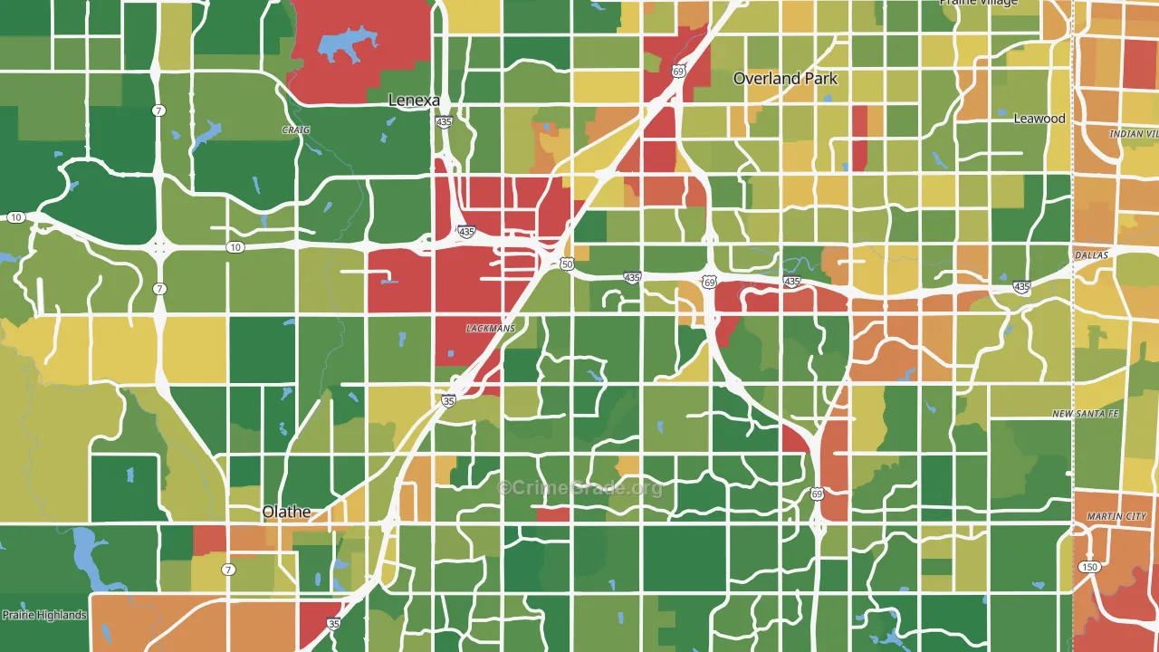 Johnson County, KS Map of Robbery Rates