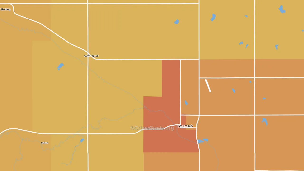 Johnson County, NE Map of Robbery Rates