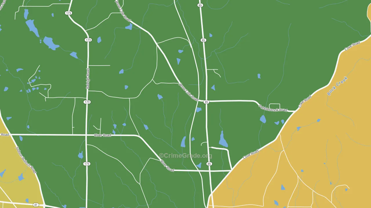Johnson Crossroads, GA Map of Robbery Rates