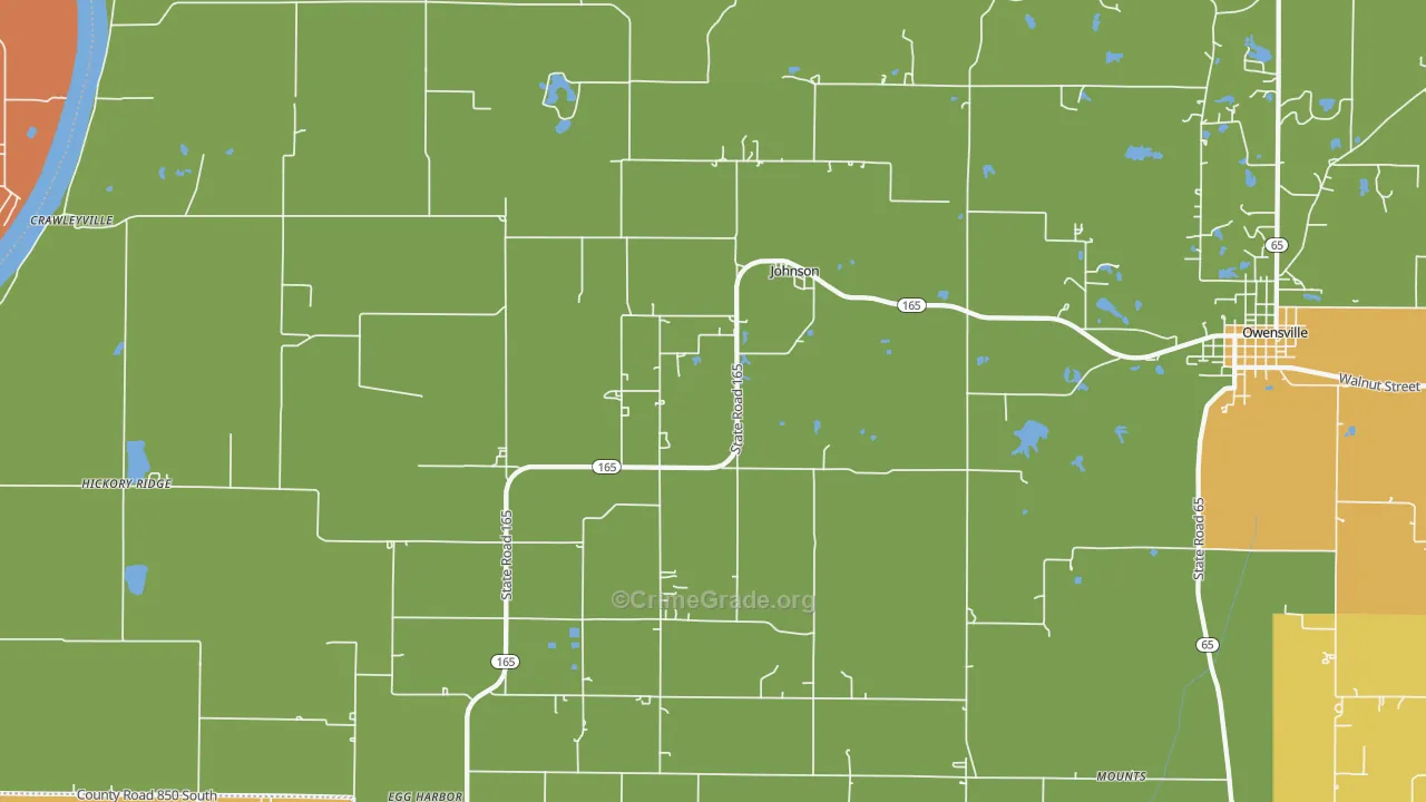 Johnson, IN Map of Robbery Rates