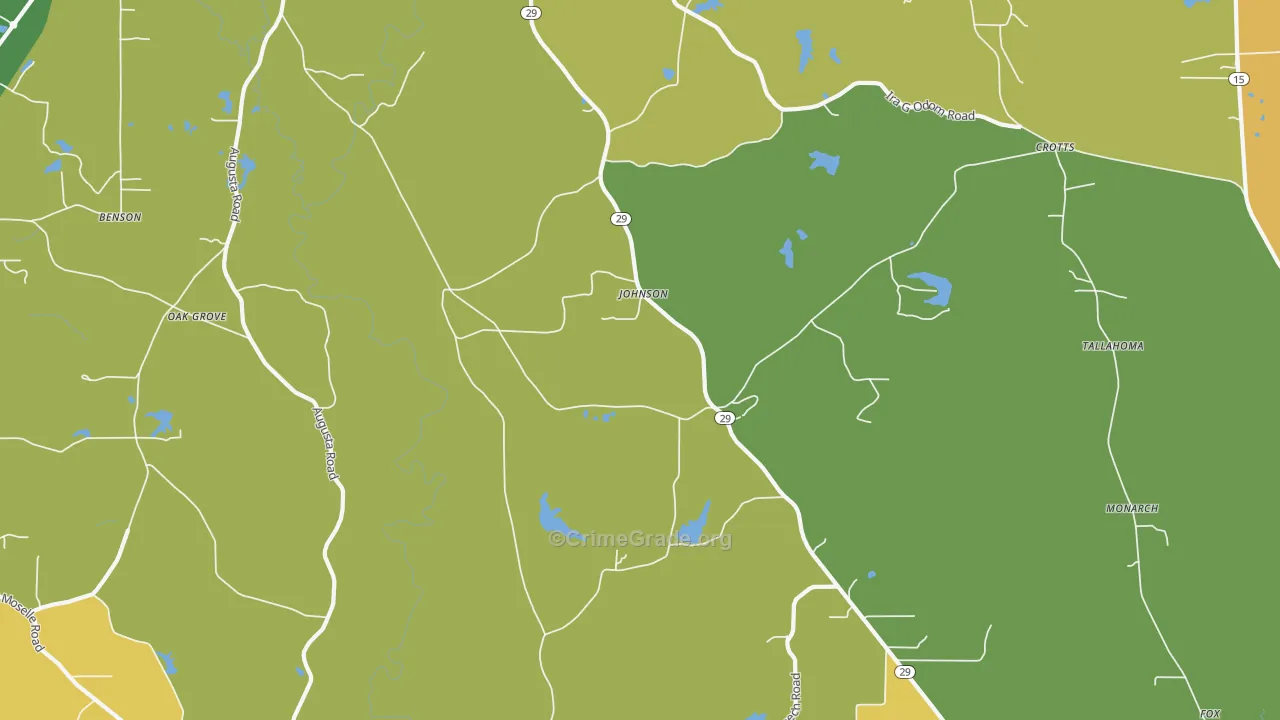 Johnson, MS Map of Robbery Rates