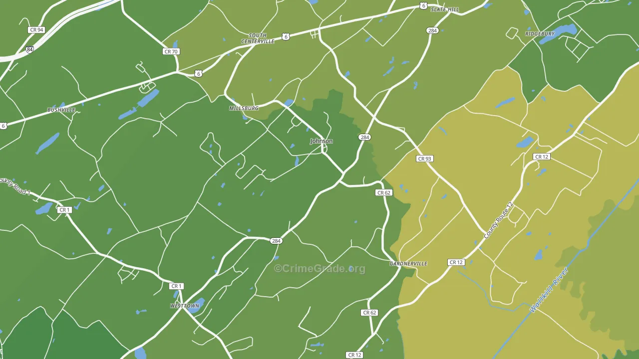 Johnson, NY Map of Robbery Rates