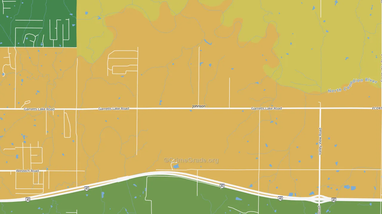 Johnson, OK Map of Robbery Rates