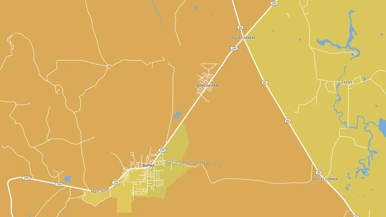 Johnson Park, CA Map of Robbery Rates