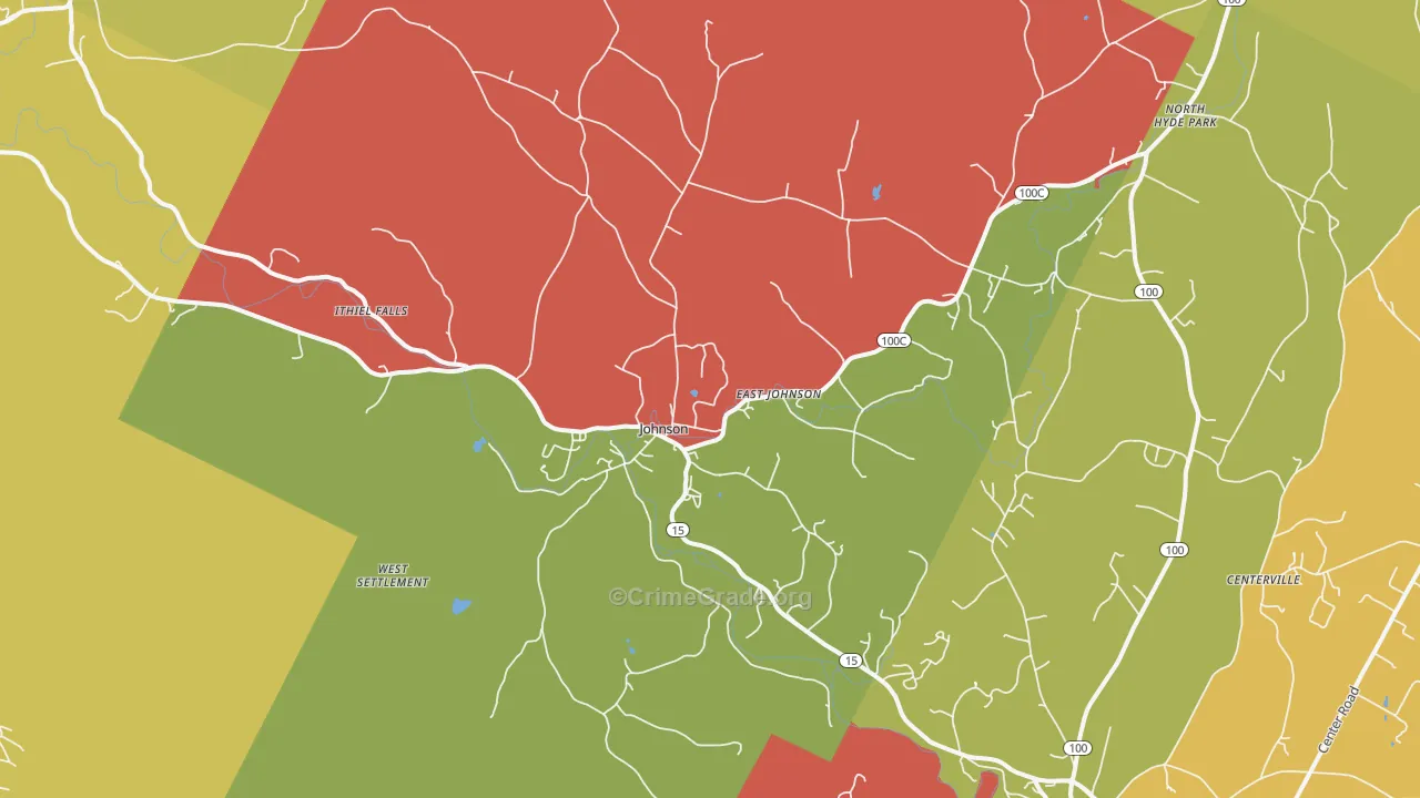 Johnson, VT Map of Robbery Rates
