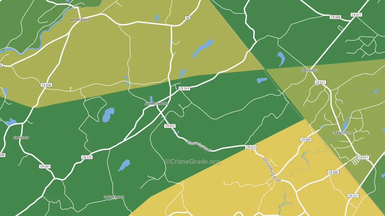 Johnsonburg, NJ Map of Robbery Rates