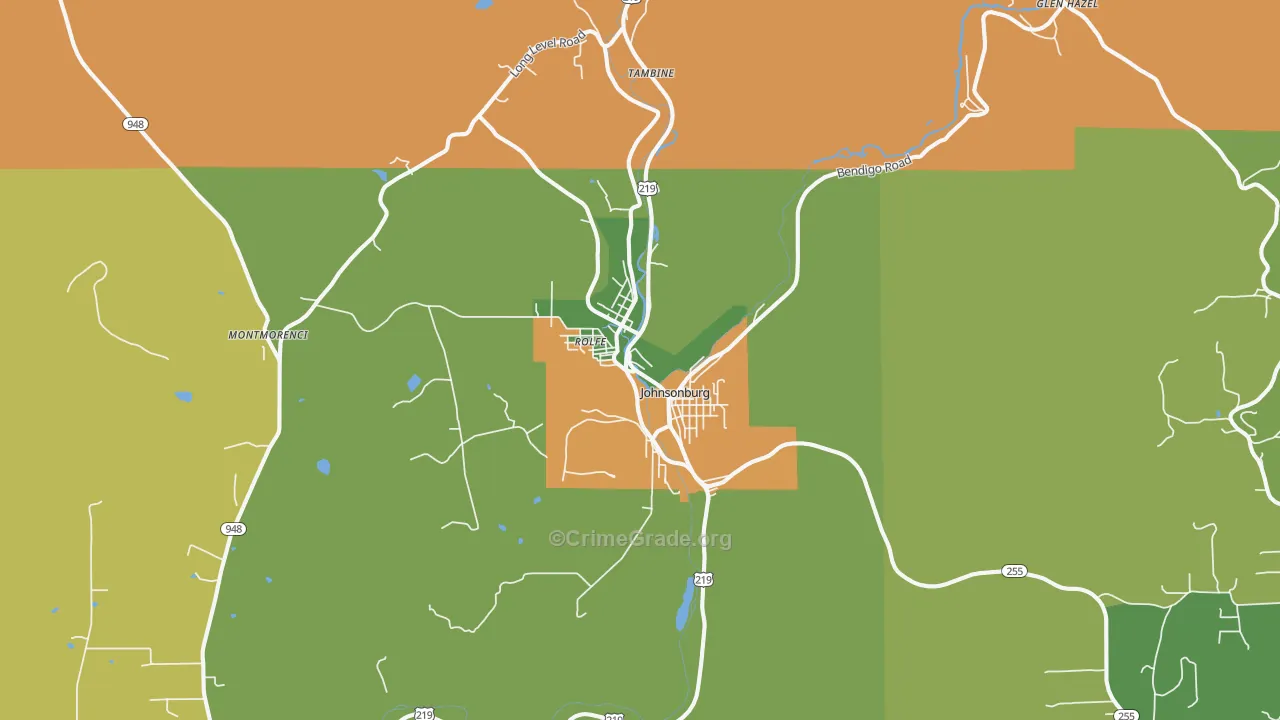 Johnsonburg, PA Map of Robbery Rates