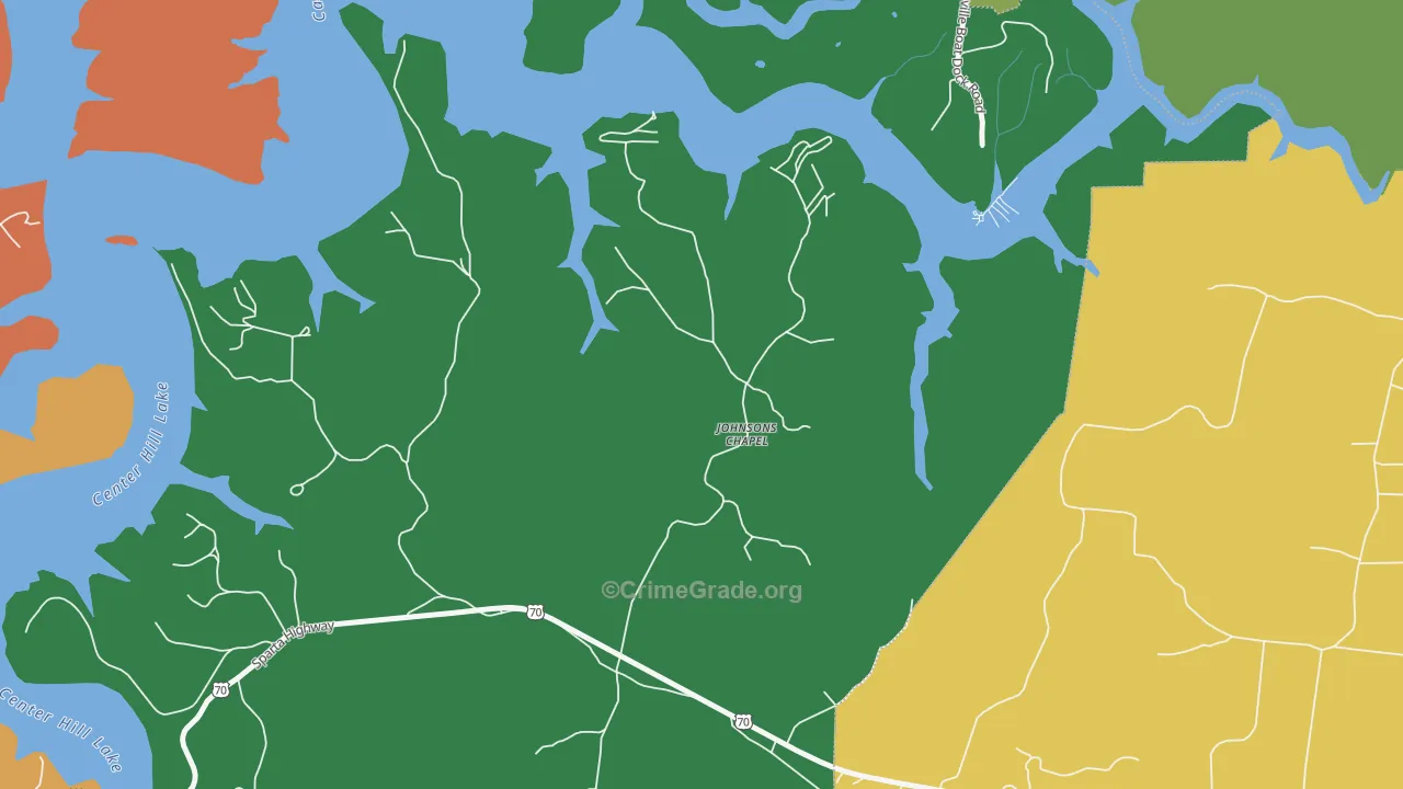 Johnsons Chapel, TN Map of Robbery Rates