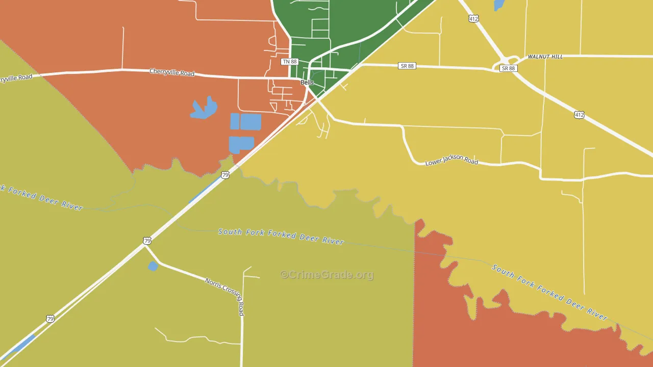Johnsons Grove, TN Map of Robbery Rates