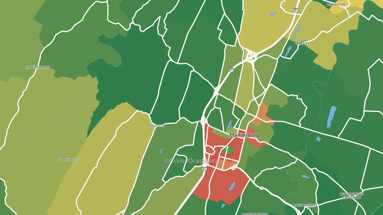 Johnsontown, WV Map of Robbery Rates