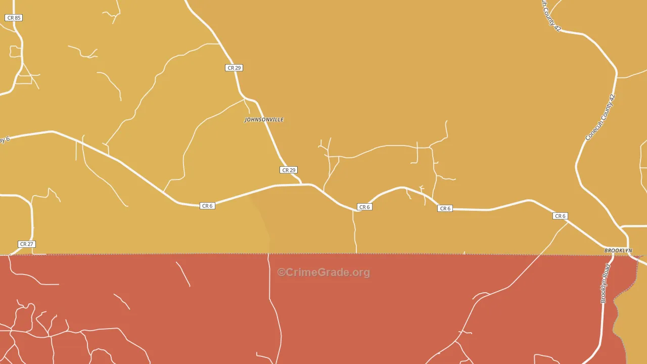 Johnsonville, AL Map of Robbery Rates