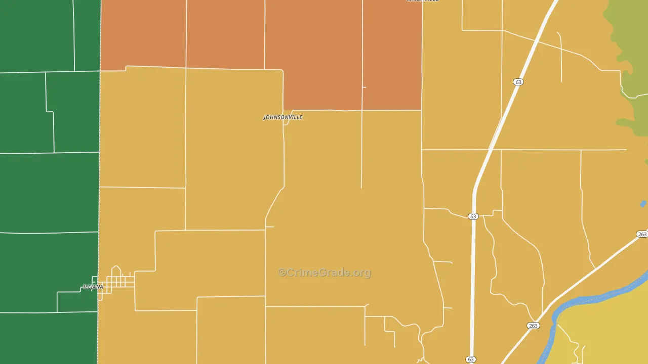 Johnsonville, IN Map of Robbery Rates