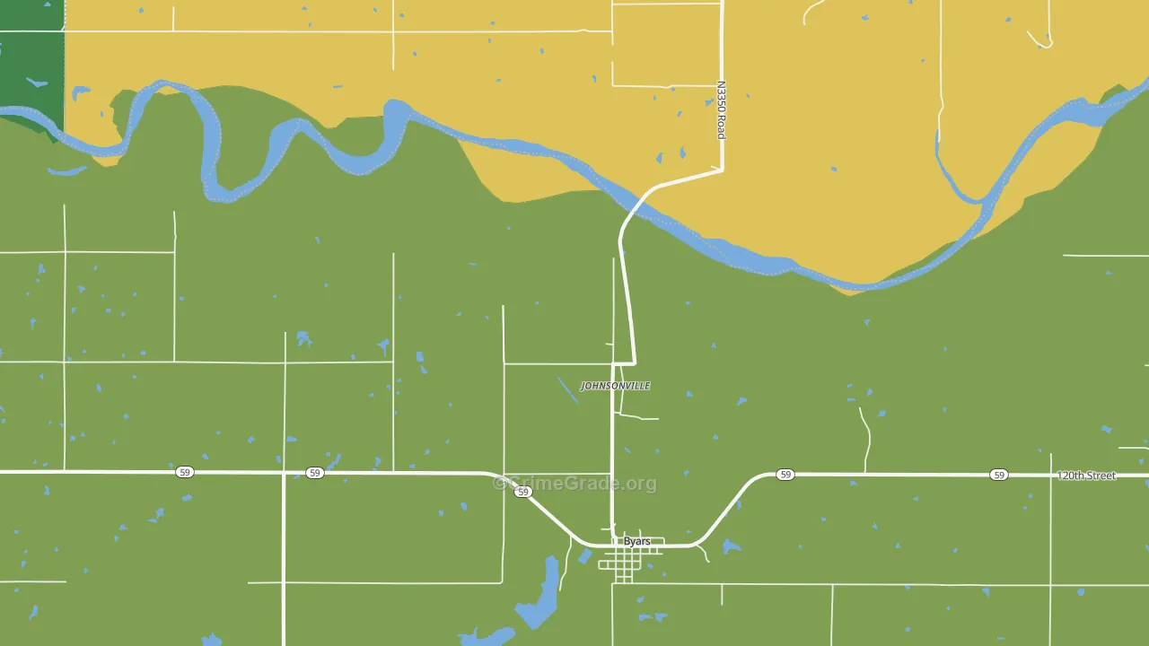 Johnsonville, OK Map of Robbery Rates
