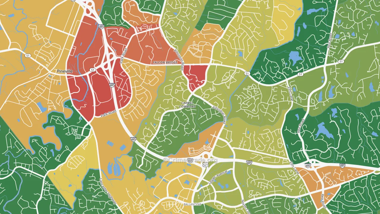 Johnston-McAlpine, Charlotte, NC Map of Robbery Rates